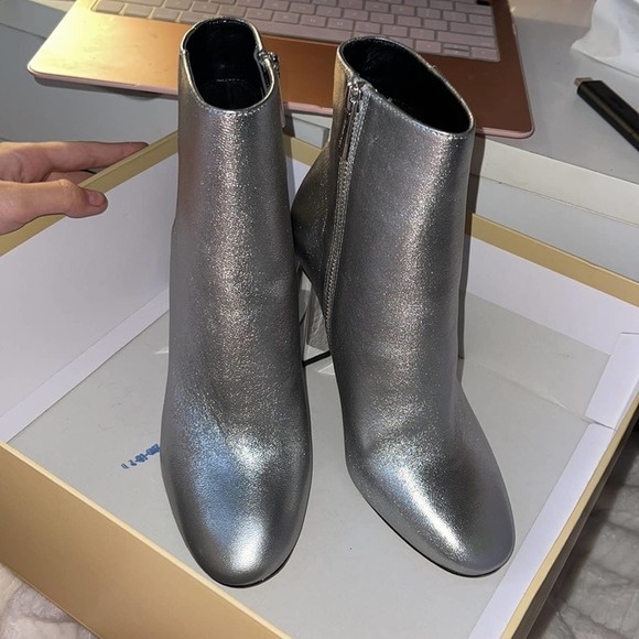 Michael Kors Petra Metallic Leather Ankle Boots - Picture 7 of 8